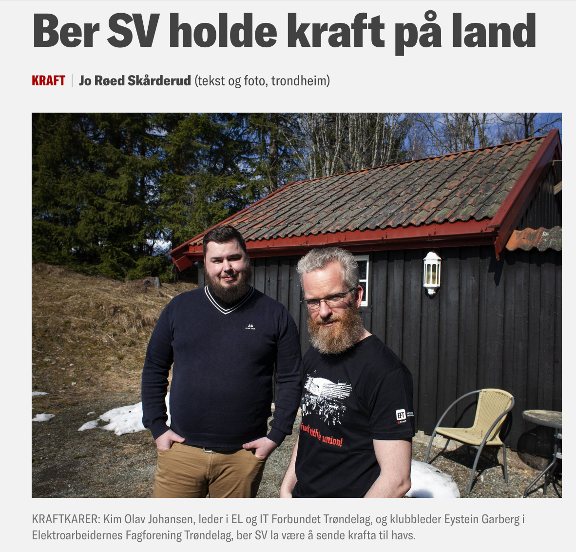 Ber SV holde kraft på land