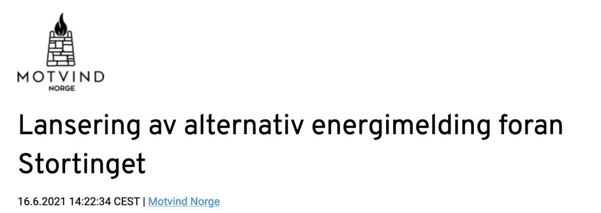 Motvind presenterer alternativ energimelding